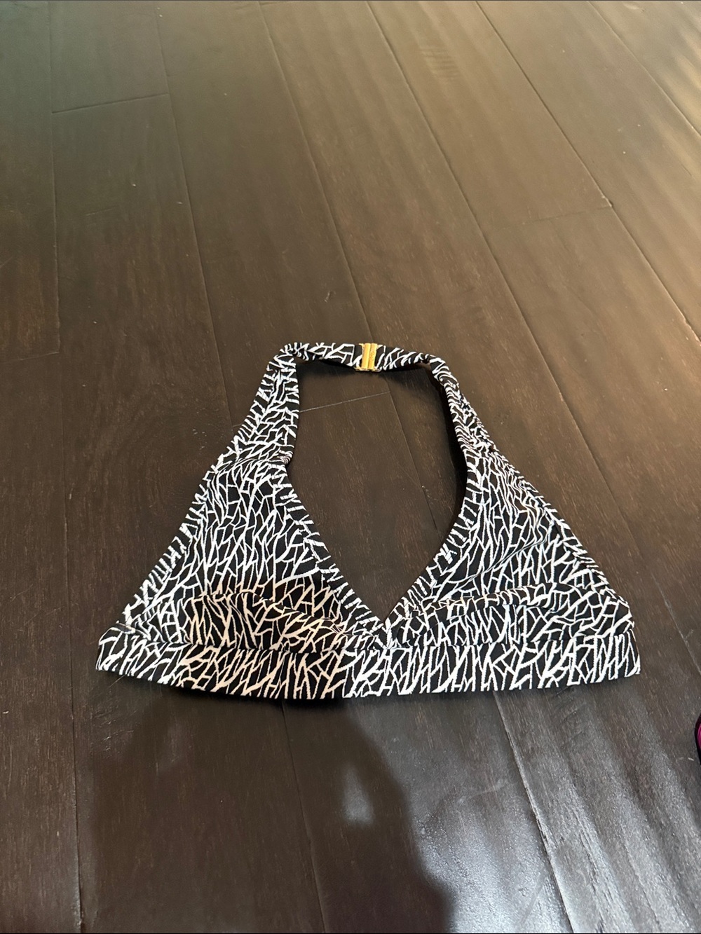 Black & White Patterned Halter Sports Bra